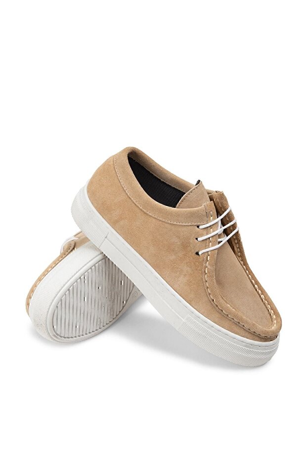 Hakiki Süet Bej Kadın Sneaker - 4