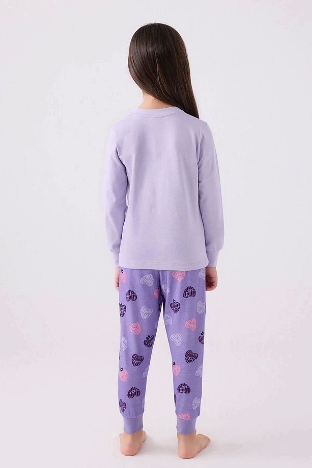 Kız Çocuk Mor Uzun Kol Pijama Takım - 4