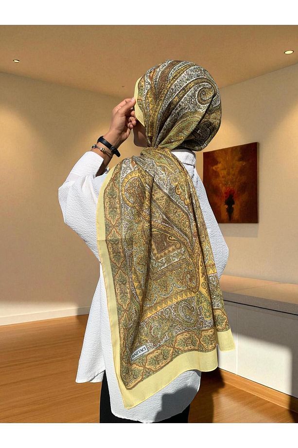 BAŞTACI SOFT ETNİK 0181 PASTEL SARI ŞAL - 1