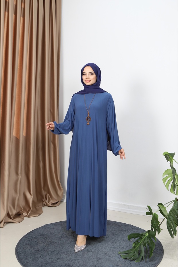 KOLYELİ PİLİSELİ SANDY ELBİSE - 3