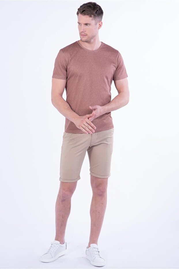 029 Slim Fit Bej Bermuda - 1