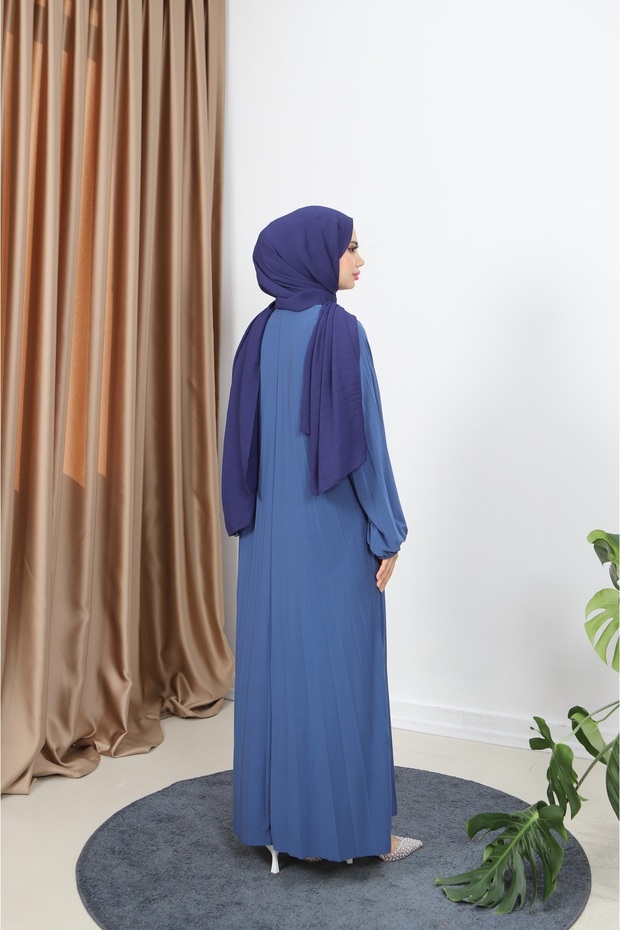 KOLYELİ PİLİSELİ SANDY ELBİSE - 6