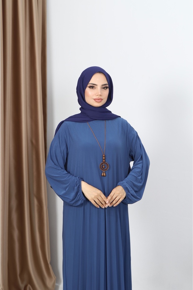 KOLYELİ PİLİSELİ SANDY ELBİSE - 4