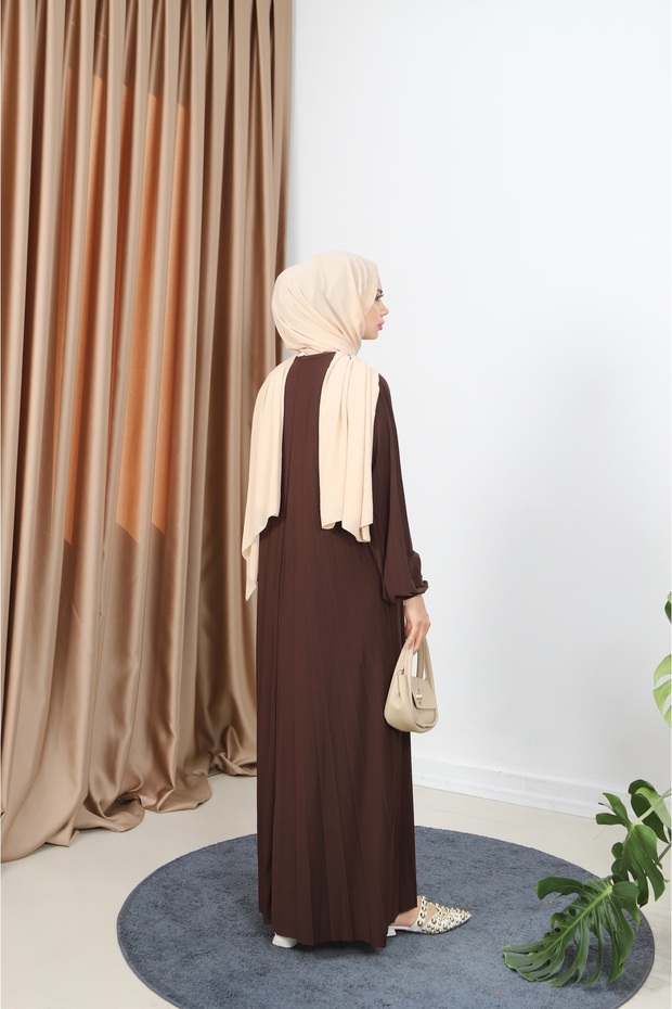 KOLYELİ PİLİSELİ SANDY ELBİSE - 6