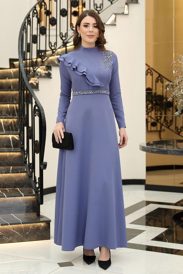Elif Taşlı Abiye  Hava Mavisi ELB40 - 1