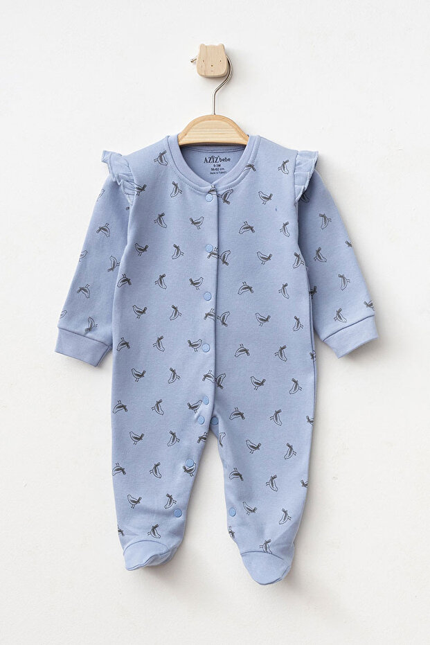 Baby Girl Snap Fastener Patterned Booties Jumpsuit 0 Month 6 Month