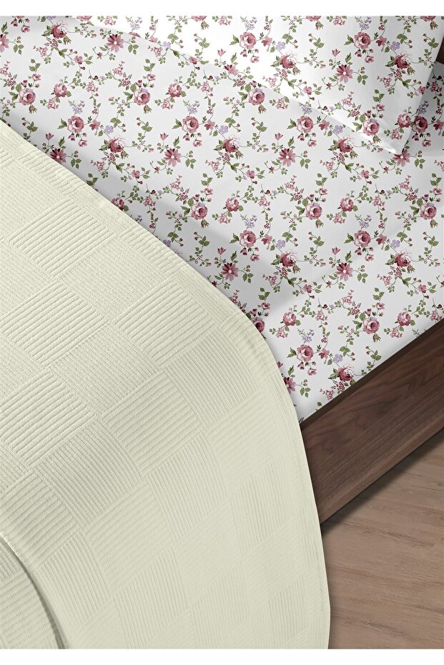 100% Cotton Lidia Cream Double Pique Set 200 X 230 cm