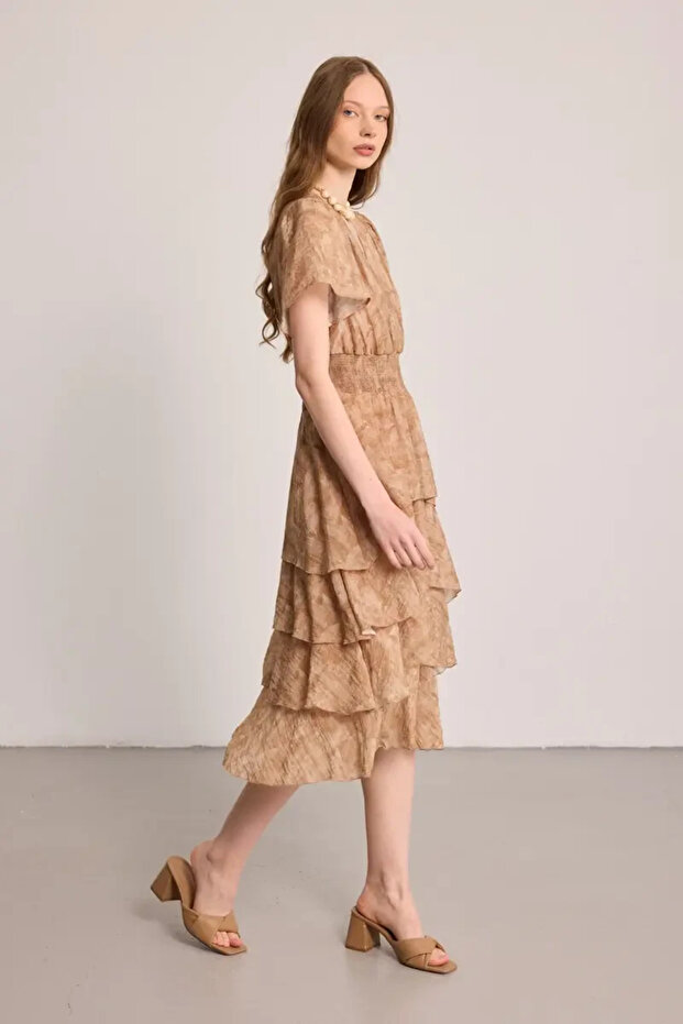 Μακρύ φόρεμα Wrap Cut Layer by Layer - Mink - 4