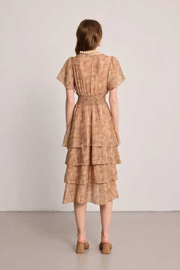 Μακρύ φόρεμα Wrap Cut Layer by Layer - Mink - 5