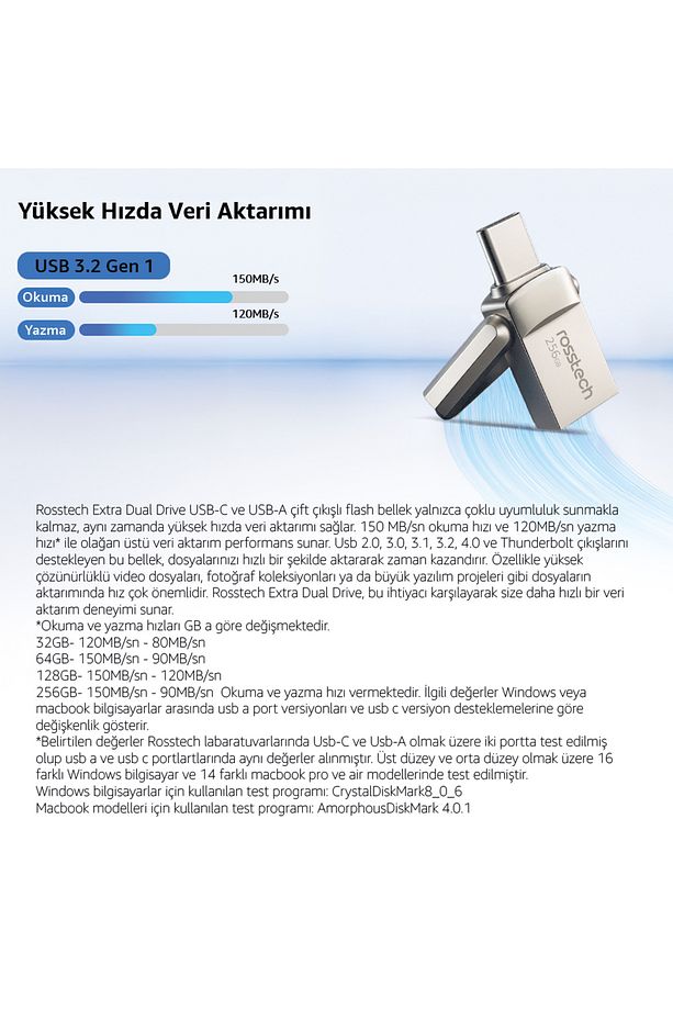 Extra Dual Drive 256gb Usb 3.2 Gen1 To Type-c 150mb-sn Flash Bellek - 8