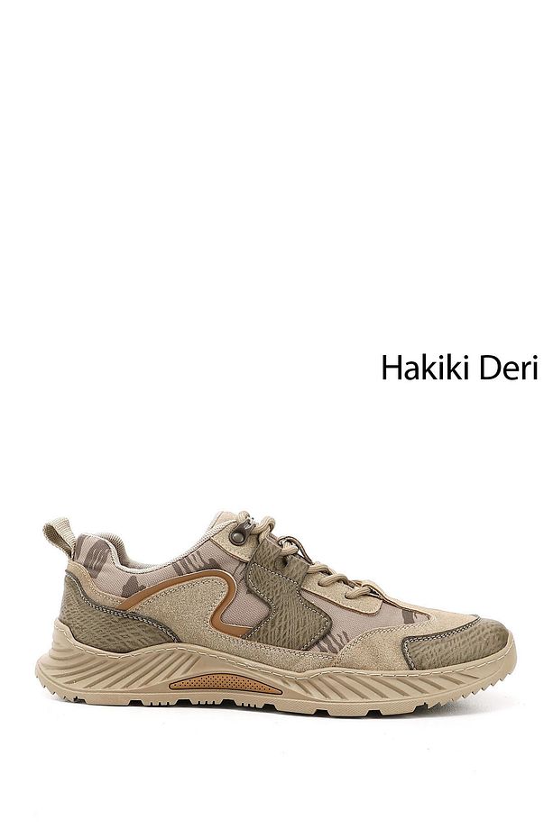 Erkek Kum Bağcıklı Kauçuk Taban Hakiki Deri Sneaker - 1
