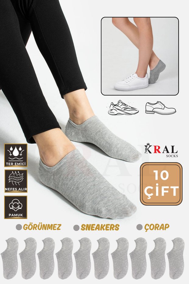 Men's and Women's Cotton Anti-Sweat Summer Socks - Set of 10