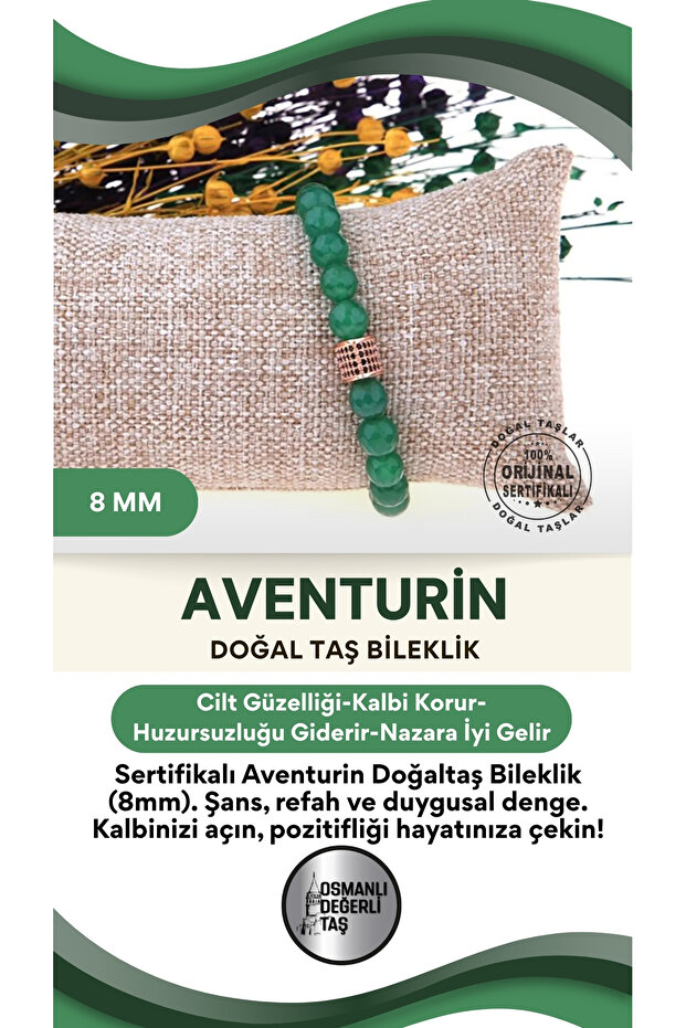 Certified Aventurine -8 Mm Natural Stone Bracelet B267