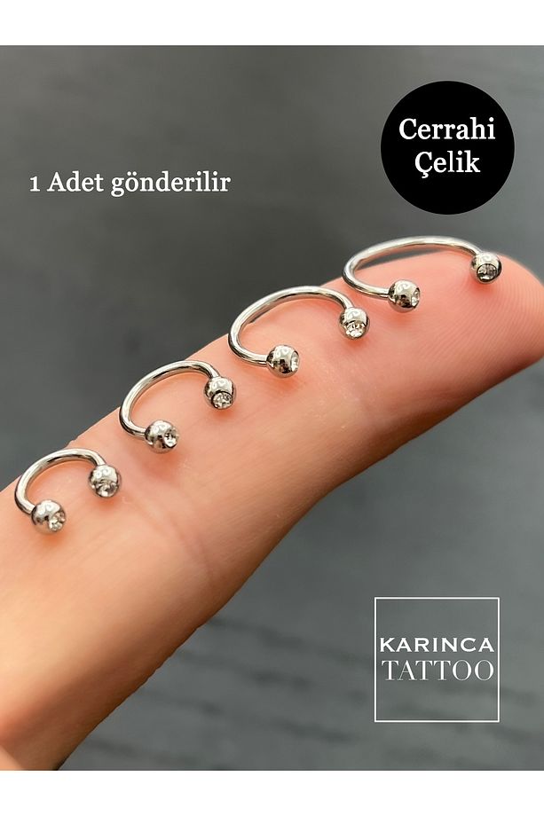 Taşlı Piercing Halka Forward Helix Tragus Orbital Daith Rook Nipple Smiley Dudak Snake Bites Septum - 4