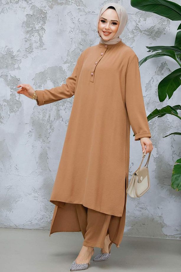 Arkası Uzun Camel Tesettür İkili Takım 10102C - 3