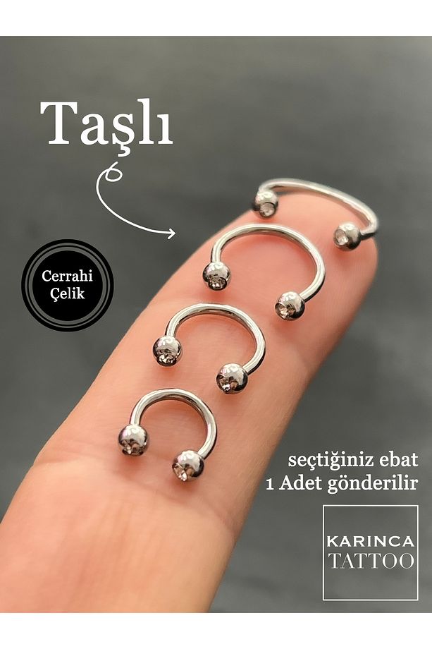 Taşlı Piercing Halka Forward Helix Tragus Orbital Daith Rook Nipple Smiley Dudak Snake Bites Septum - 1