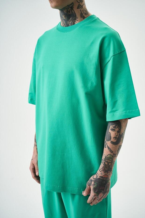 Erkek Basic T-Shirt Yeşil - 4