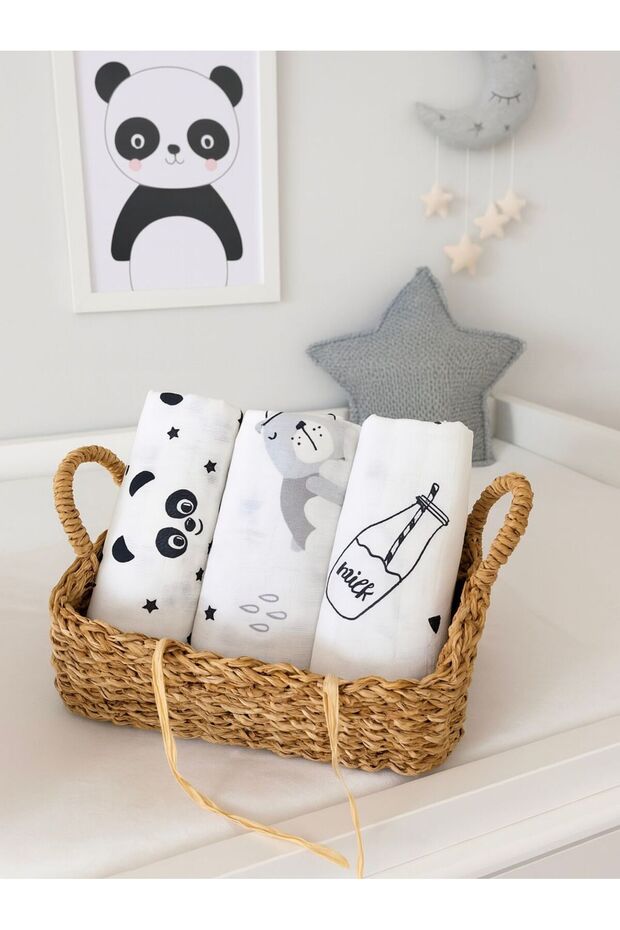 3 Pieces Multi-Purpose Muslin Cloth Cover Blanket 100% Cotton Oeko-Teks Certified 80X80 cm