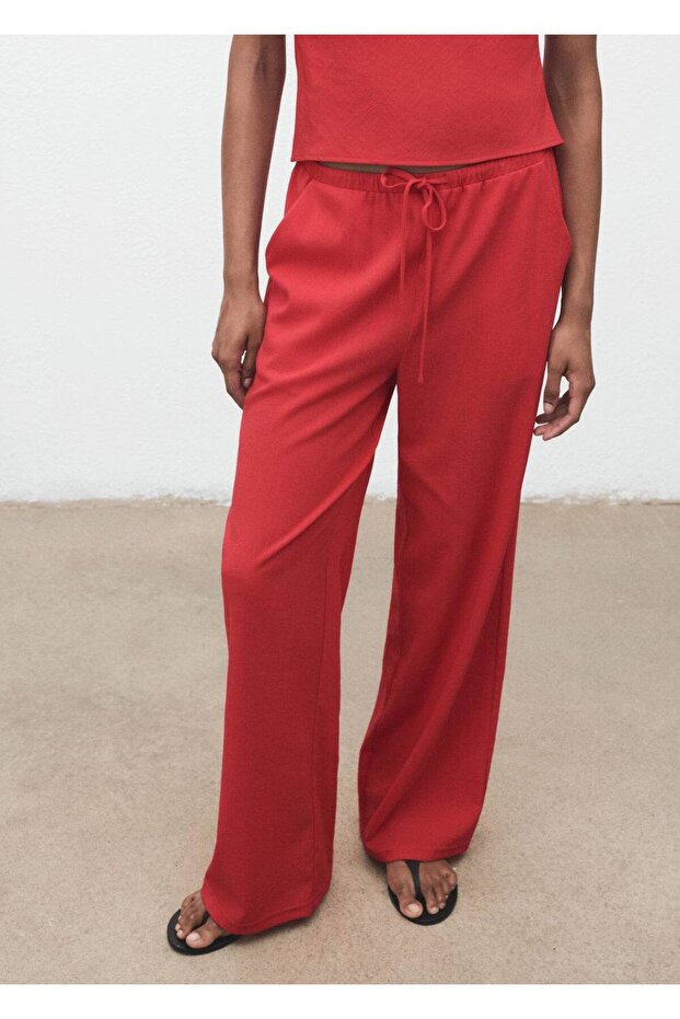 Straight Cut Trousers with Lace-Up