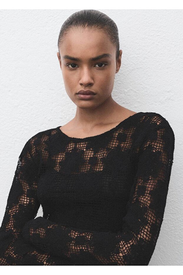 Dantel kısa elbise - 8