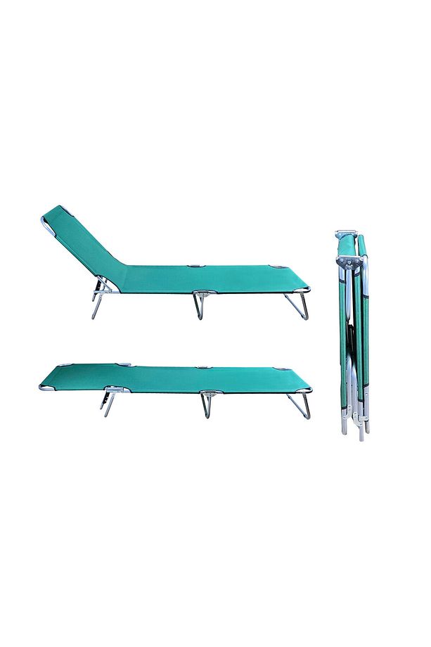 KATLANIR ŞEZLONG 3 LÜ SET KAMP YATAĞI PLAJ DENİZ ŞEZLONGU KAMPET (YEŞİL) - 3