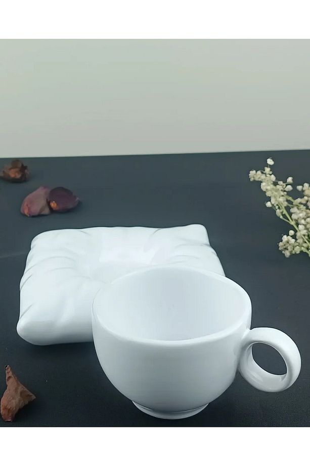 Dekoratif Seramik Kupa ve Altlık Seti - Minimal Tasarım - El Yapımı Hediyelik Mutfak Dekoru - 6