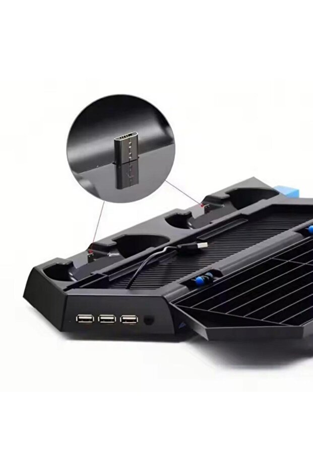حامل وحدة تحكم PS4، مقبض مروحة، حامل شاحن، شاحن متعدد الوظائف، قاعدة تبريد، قاعدة 4 في 1 - 8