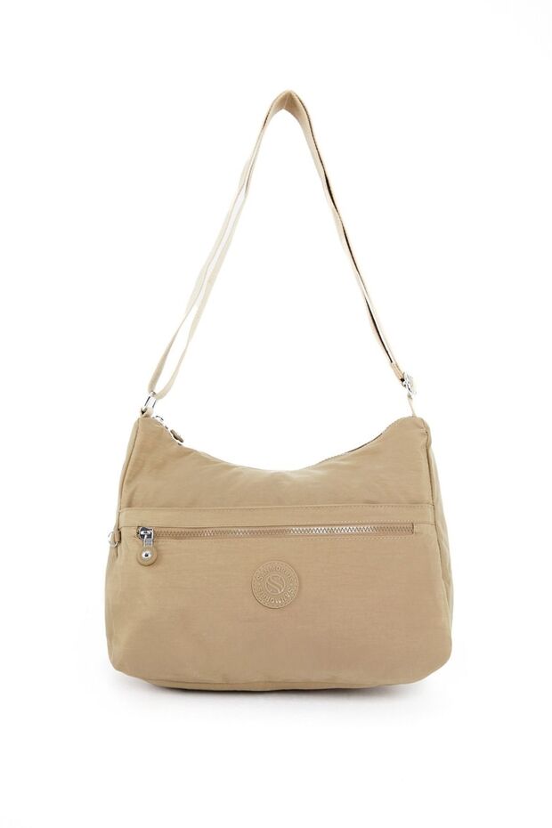 Women's Water Resistant Fabric 5 Compartment Cross Strap Beige School Travel and Shoulder Bag