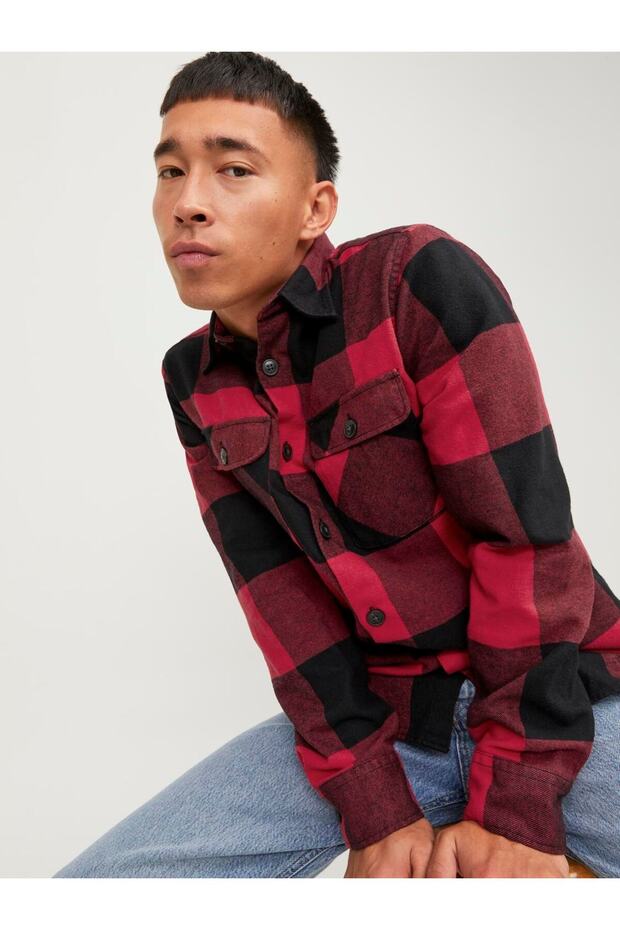 جاكيت رجالي مريح من جاك اند جونز - أحمر - 2