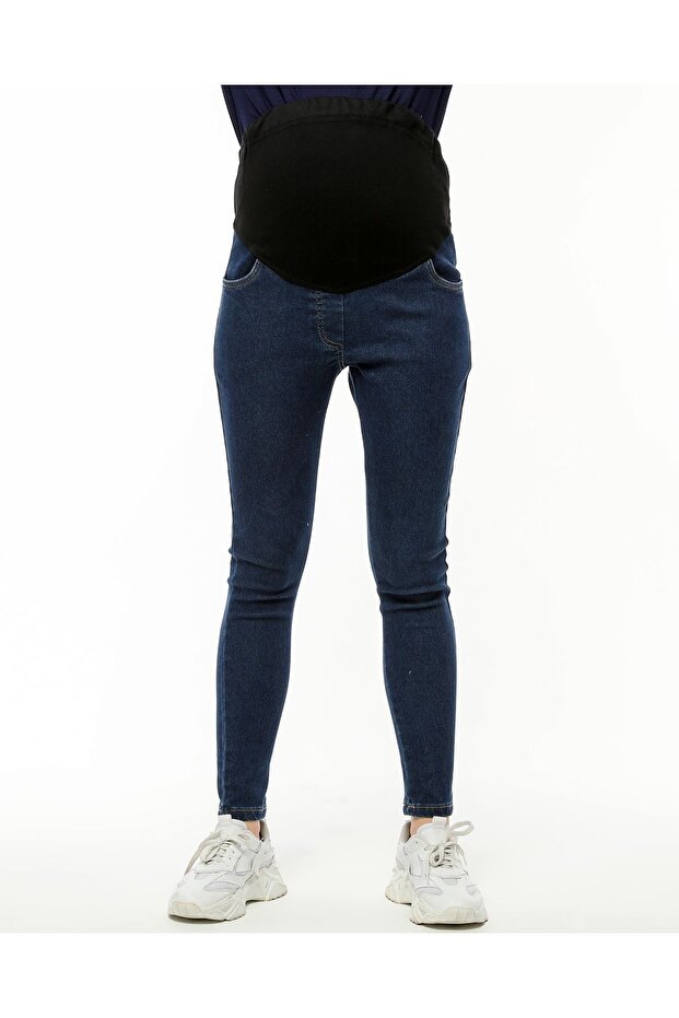 Bilekte Dar Paça Hamile Kot Pantolon - 4