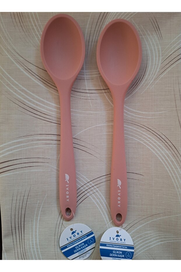 Pack of 2 Ivory Fireproof Non-Stick Large Size (27.5 cm) Silicone Spoon