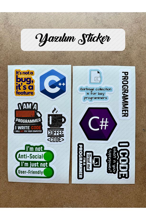 Yazılım & Yazılımcı Software Developer Laptop Notebook Tablet Etiket Sticker Set P52 - 1
