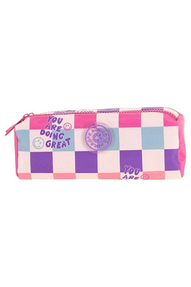 Two Compartment Girls School Pencil Bag - Pink Purple - K2698