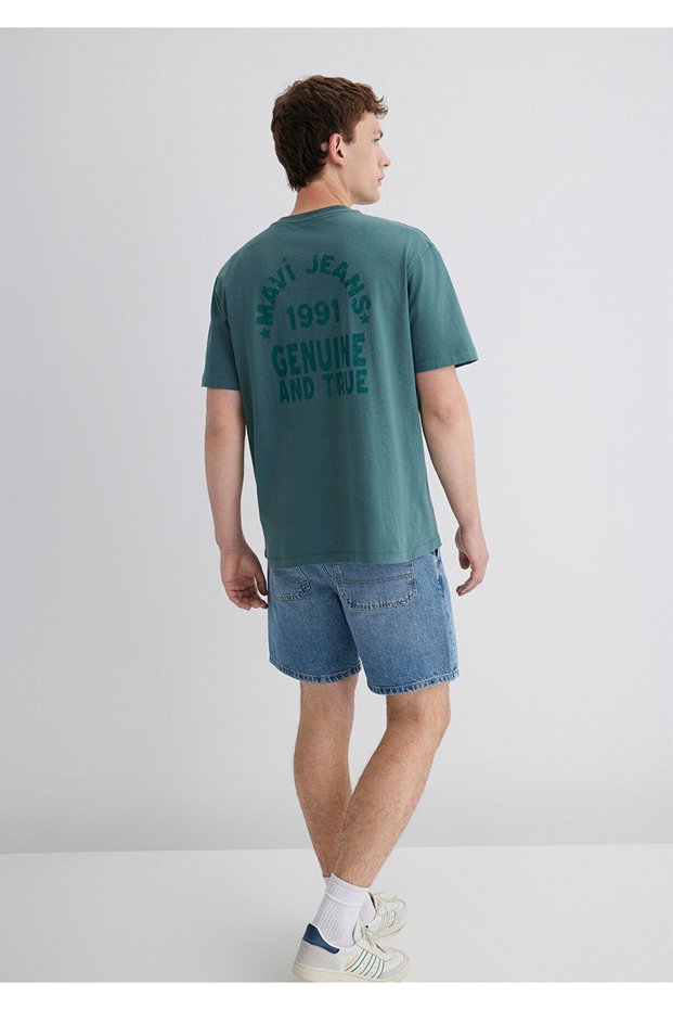 Printed Green T-Shirt Loose Fit / Loose Relaxed Fit 0612952-71917