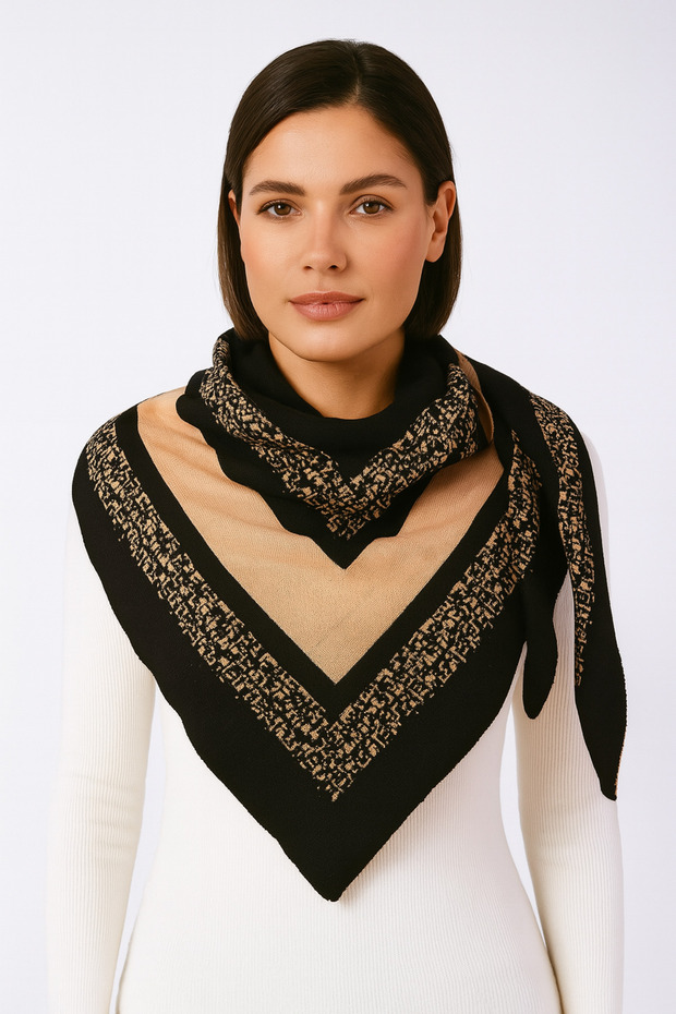 Kırçıllı Üçgen Triko Şal - 2