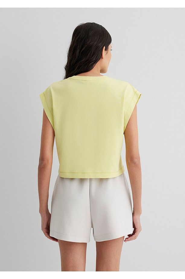 Sari Crop Basic Tişört Regular Fit / Normal Kesim 1613280-71309 - 7