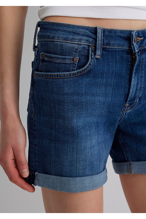 Pixie Casual Koyu Mavi Jean Şort 1437090726 - 6