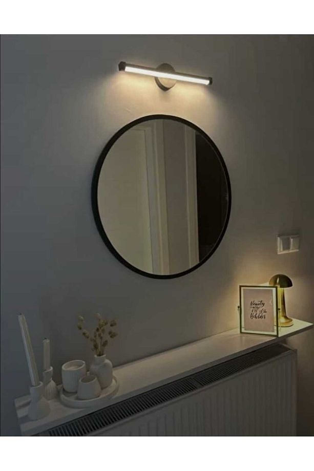 Modern Kablosuz Tak Çalıştır 35 cm Ledli Aplik Banyo Tablo Ayna Duvar Aydınlatma Siyah Flüt Aplik - 3
