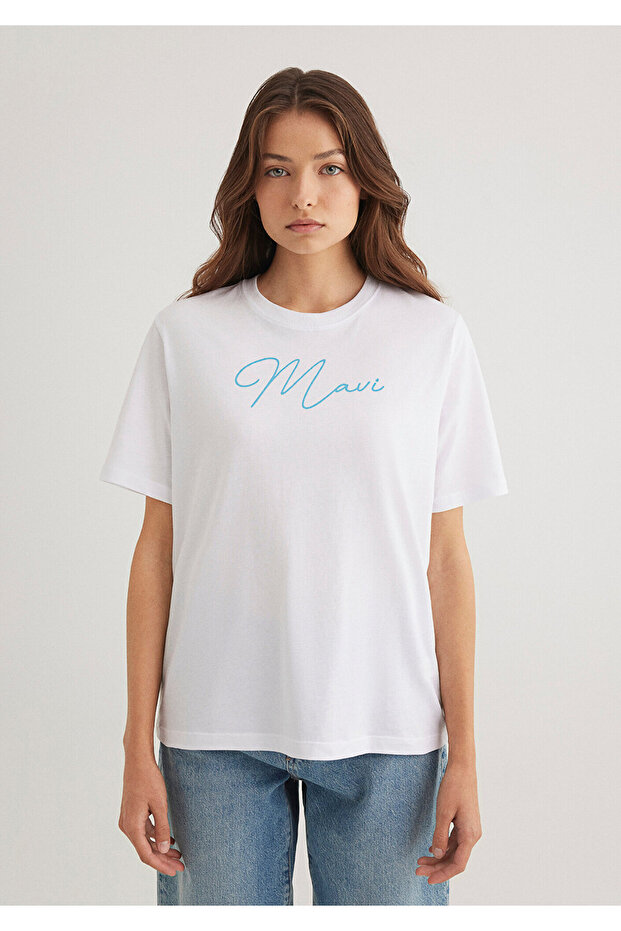 Logo Baskılı White Tişört Regular Fit / Normal Kesim 1612419-620 - 3