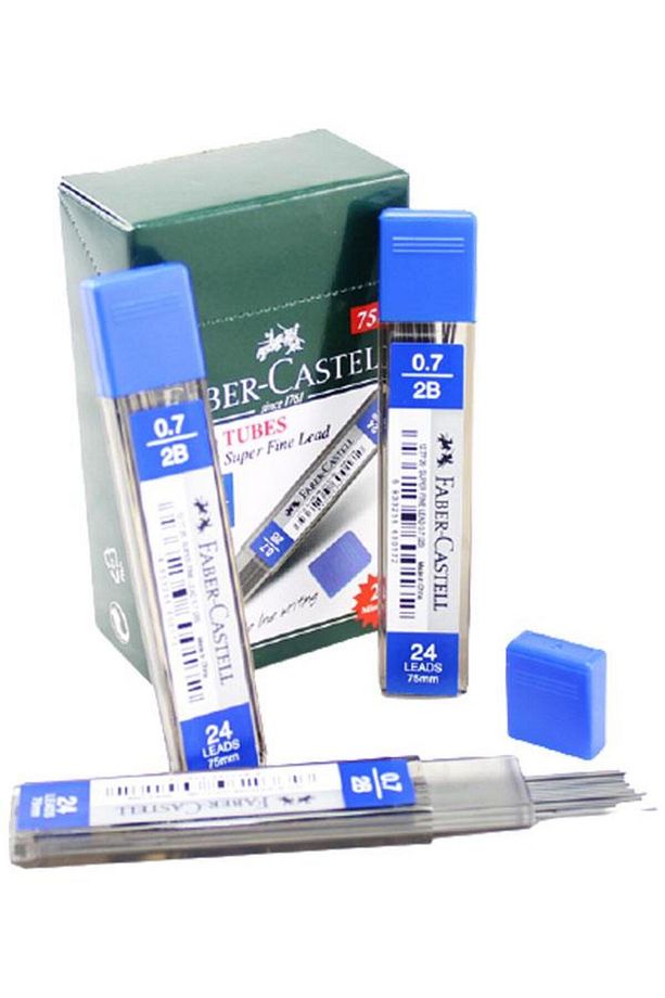 Faber-castell Min Süper Fine Lead 2b 75 Mm 0.7 Mm 12 77 20-12 Versatil Kalem Ucu (12 TÜP) - 1