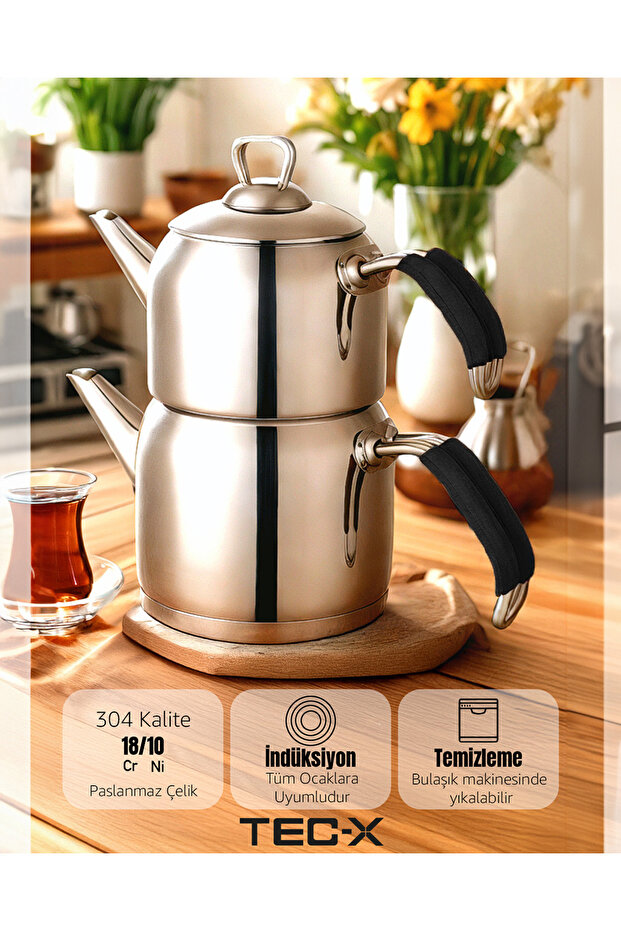 Nero Midi Boy Çaydanlık (1 LT. - 2 LT.) Orta Boy - Paslanmaz Çelik - 1