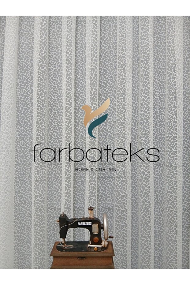 White Leopard Pattern Pattern Knitted Model 2 Layer Pleated Tulle Curtain - 3