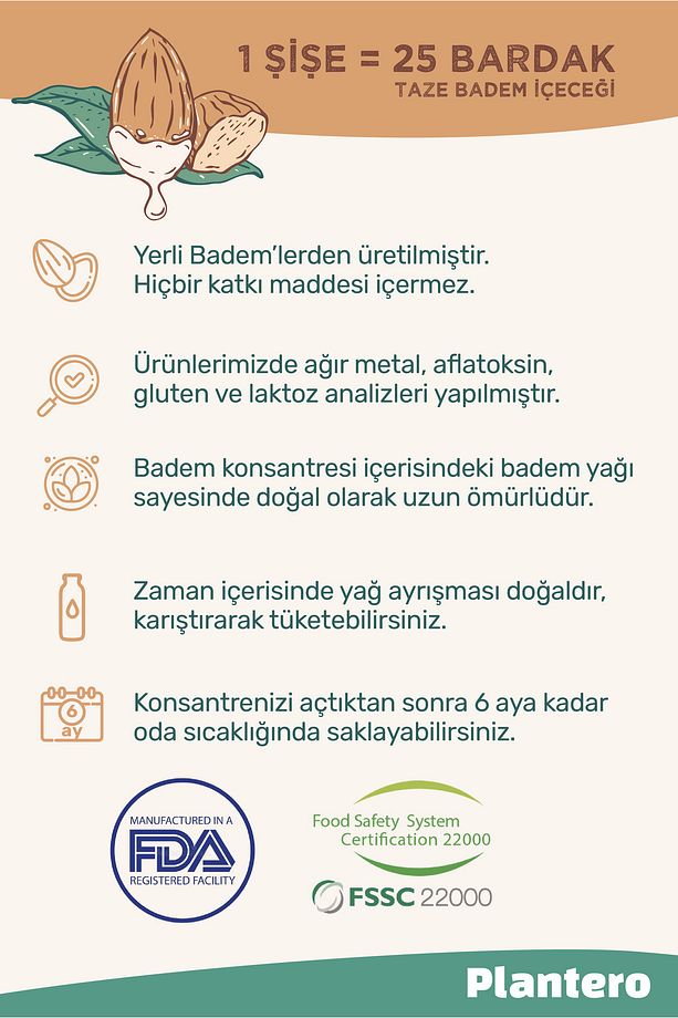 2'li Set Badem Sütü Bazı Konsantre Bitkisel Süt (250GR, 6 LT SÜT, %100 BADEM, 25 BARDAK) - 7