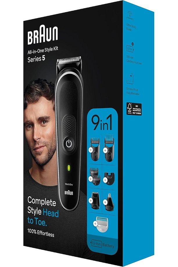 9-in-1 Multi Grooming Kit Series 5, Ultra Sharp Blades, 100min Runtime, Pouch - MGK 5410 - 7