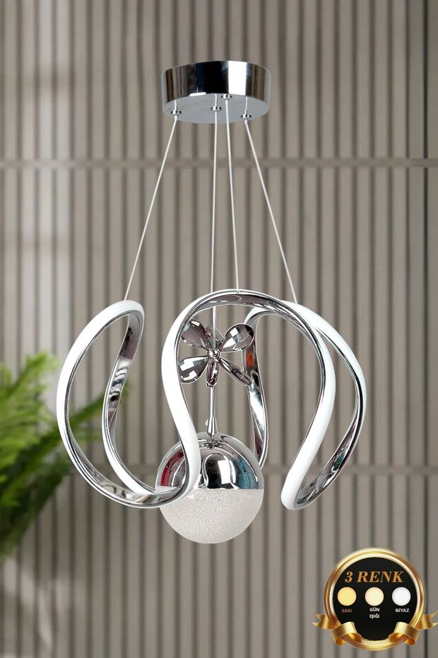 Luna Lighting Clasy Model Krom Kaplama 3 Renk Metal Salon Mutfak Oturma Yatak Odası Modern Led Sarkıt Avize