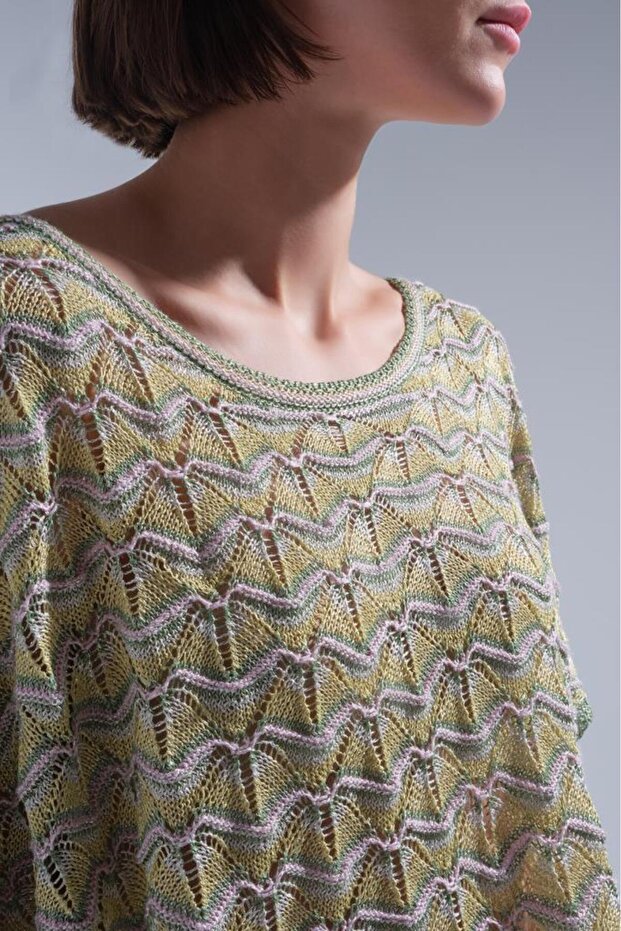 Ajurlu Yeşil Panço - 5