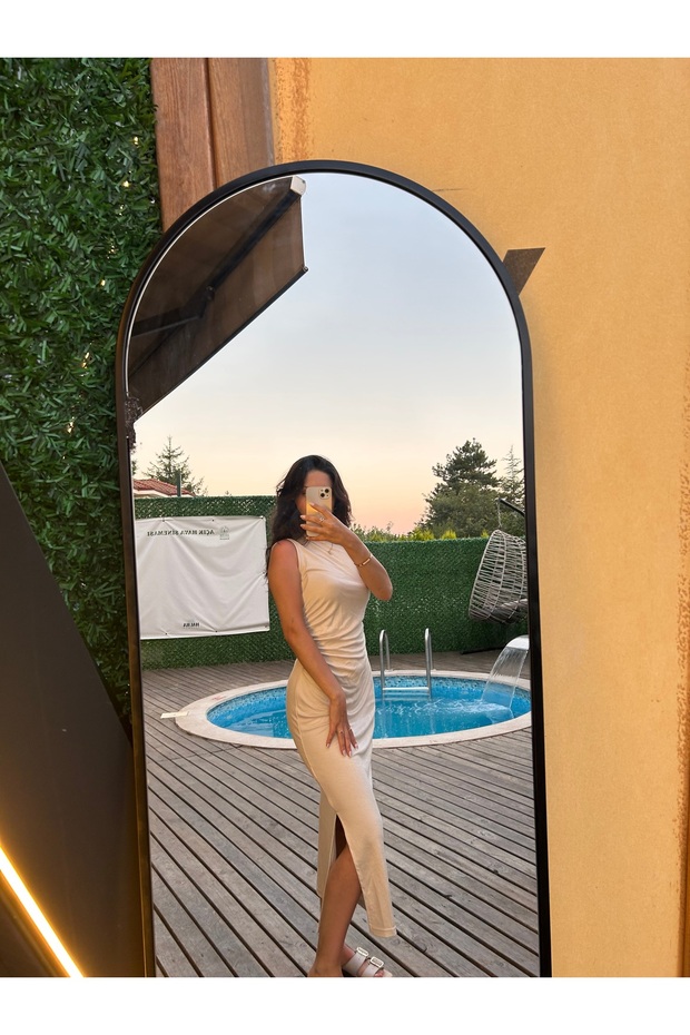 Model Pike Kumaş Elbise Krem - 9