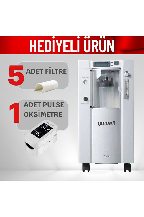 7F-5B Oksijen Konsantratörü 5 LT (Pulse Oksimetre & Yedek Filtre Hediyeli) - 1