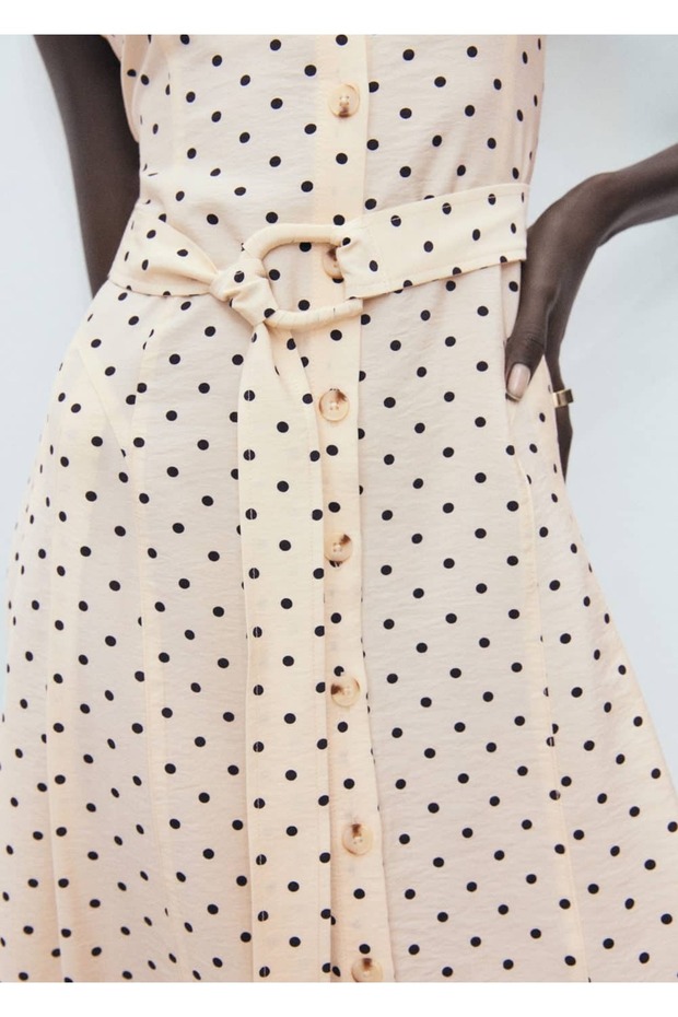 Puantiyeli gömlek elbise - 7