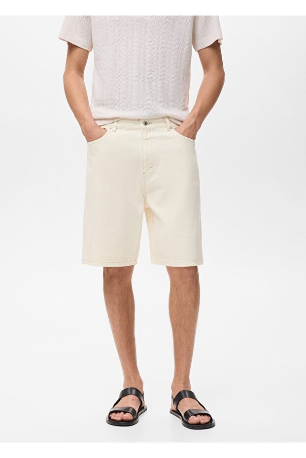 Rahat kesim denim bermuda şort - 1